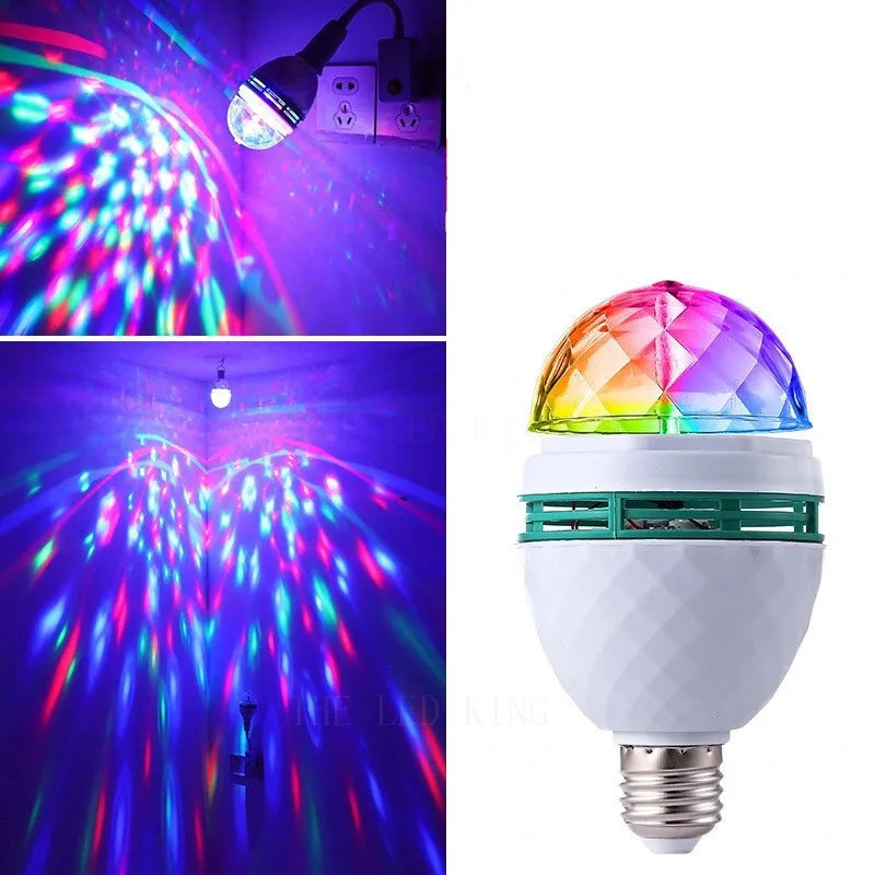 Birthday Party E27 Colorful Auto Rotating RGB LED Stage Light Effect Disco Lamp Crystal Magic Ball Club Bulb DJ AC 85-265V