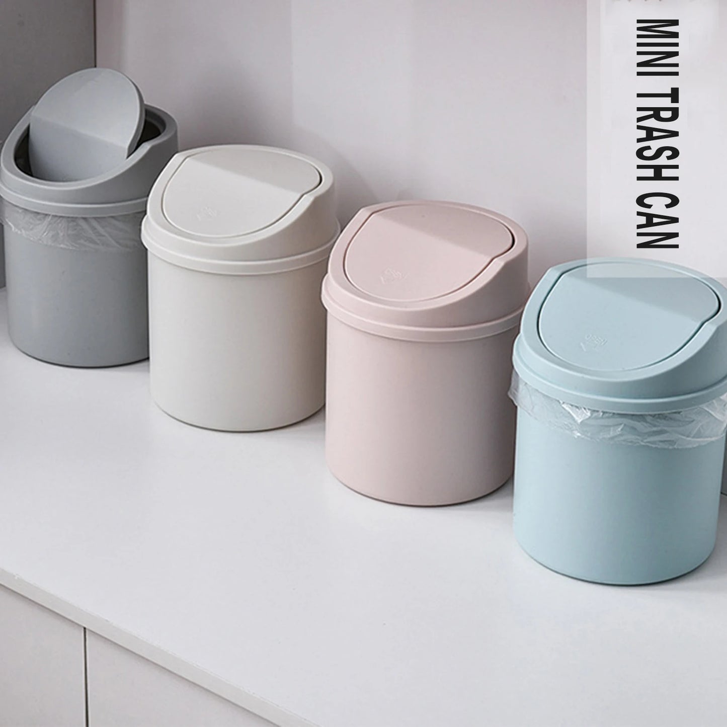 Desk Waste Bin with Lids Desktop Office Organizer Storage Home Garbage Basket Container Table Trash Bin Small Trash Can