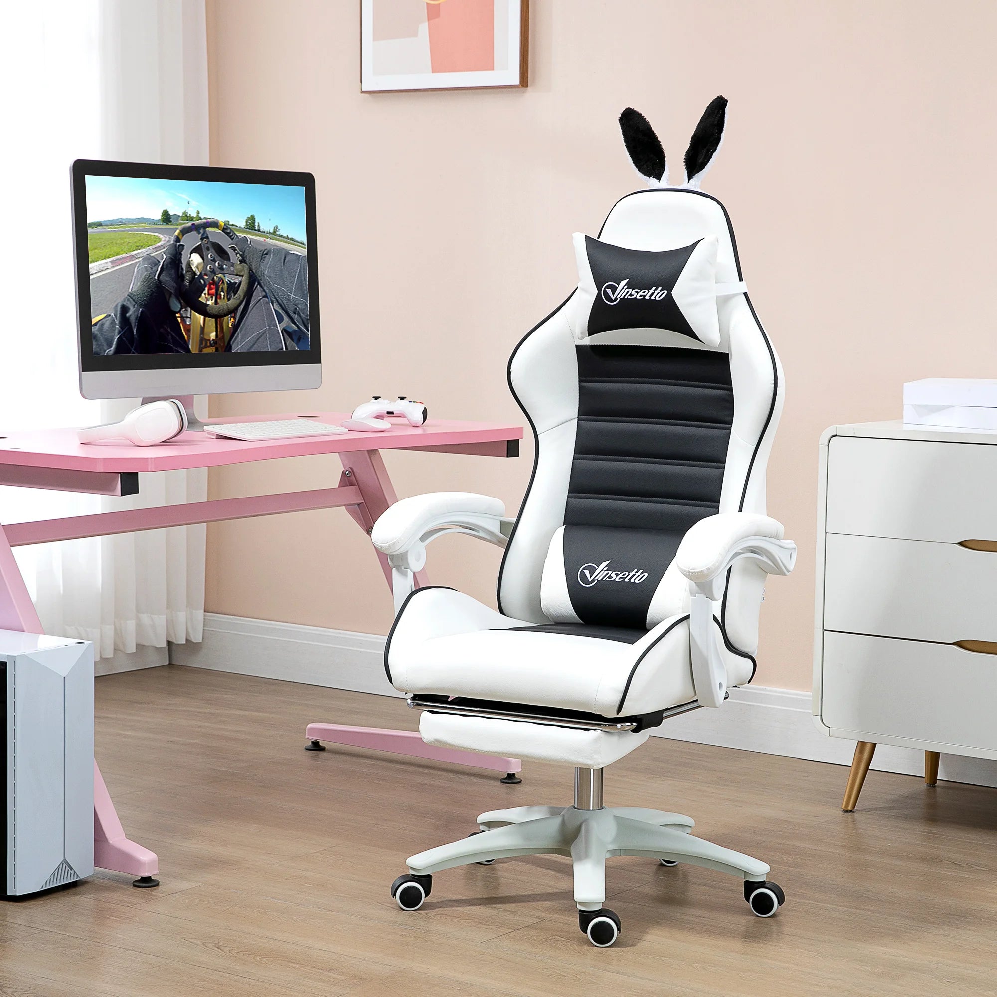 Vinsetto Swivel Pu Leather Gaming Chair with Adjustable Height 65X63X136-142Cm