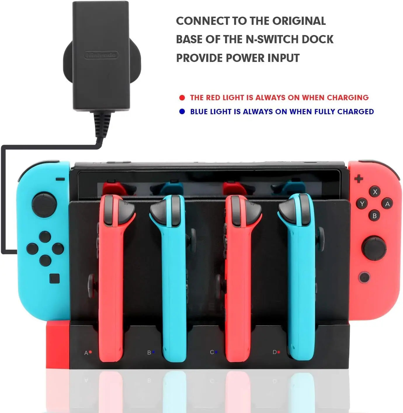 Controller Charger Dock Compatible with Nintendo Switch OLED Joycons Charging Stand Station for Nintendo Switch Accessories