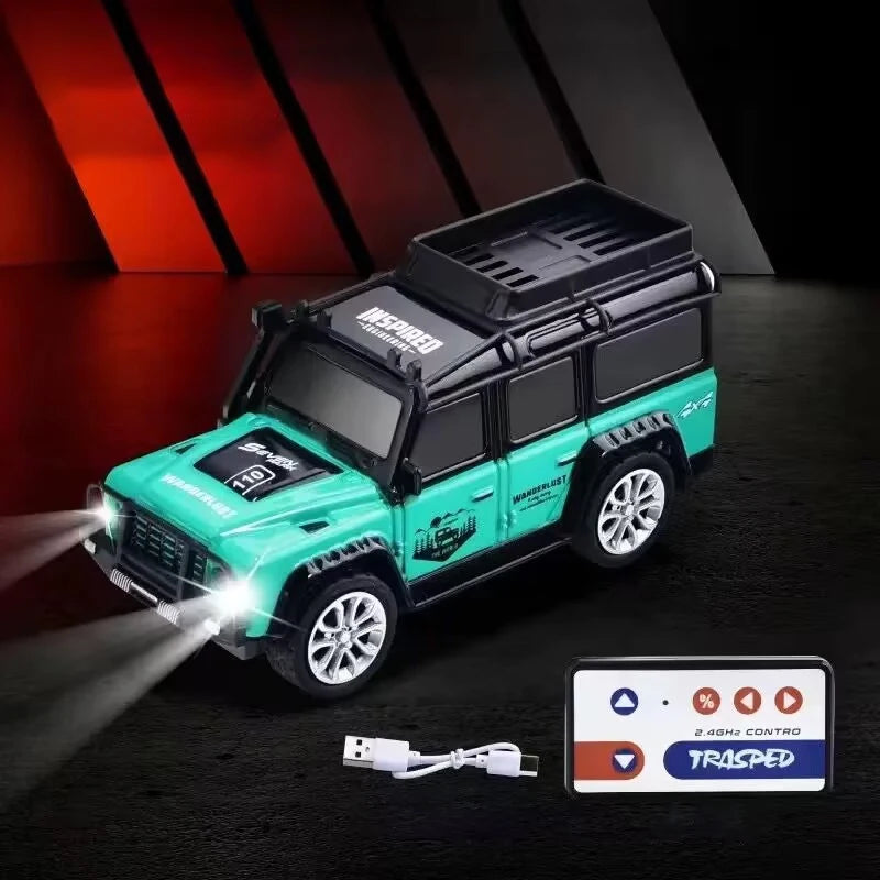 Mini Rc Car Trasped 1:64 Scale Alloy 5-Channel Electric Remote Control Desktop Vehicle With Trailer Premium Small Toy