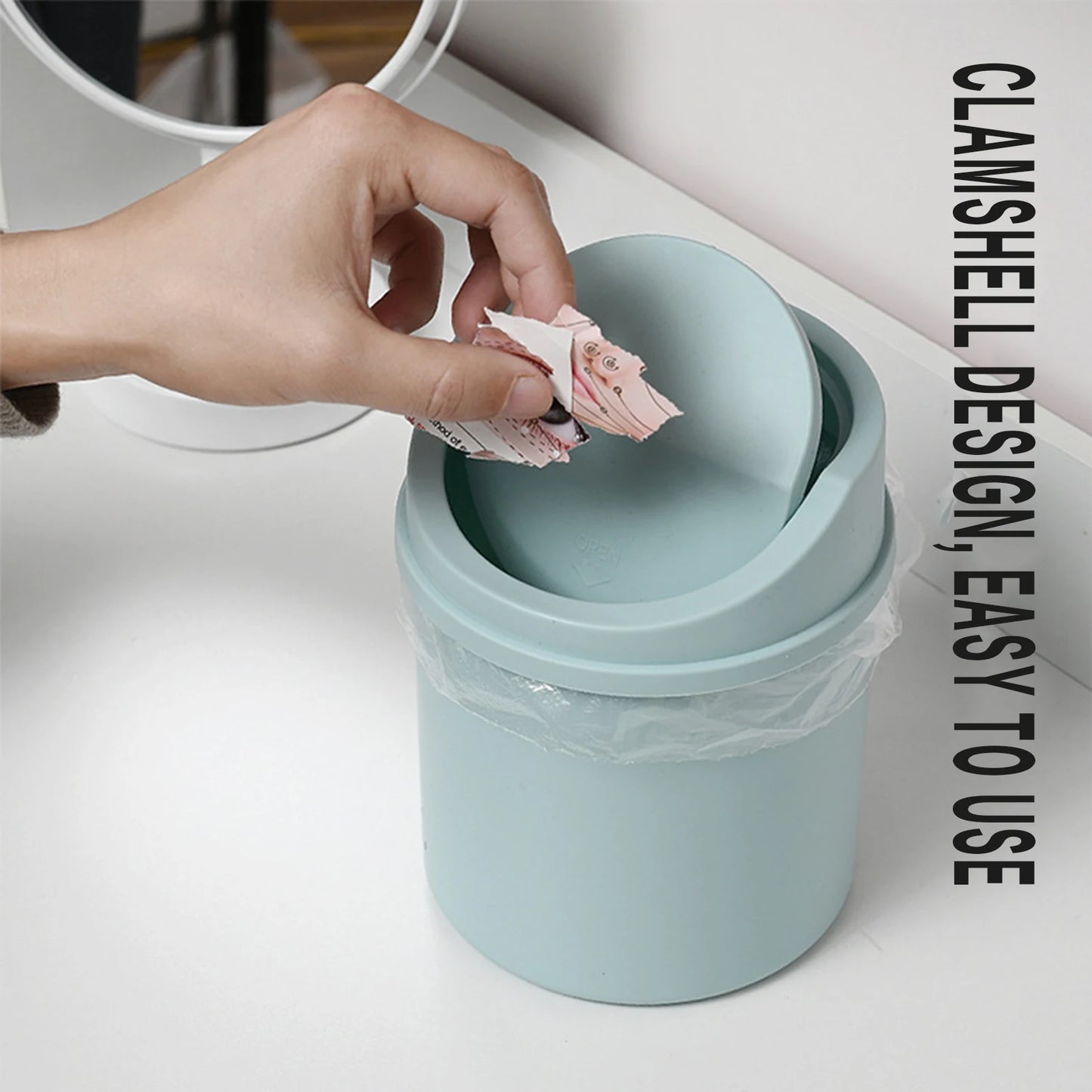 Desk Waste Bin with Lids Desktop Office Organizer Storage Home Garbage Basket Container Table Trash Bin Small Trash Can