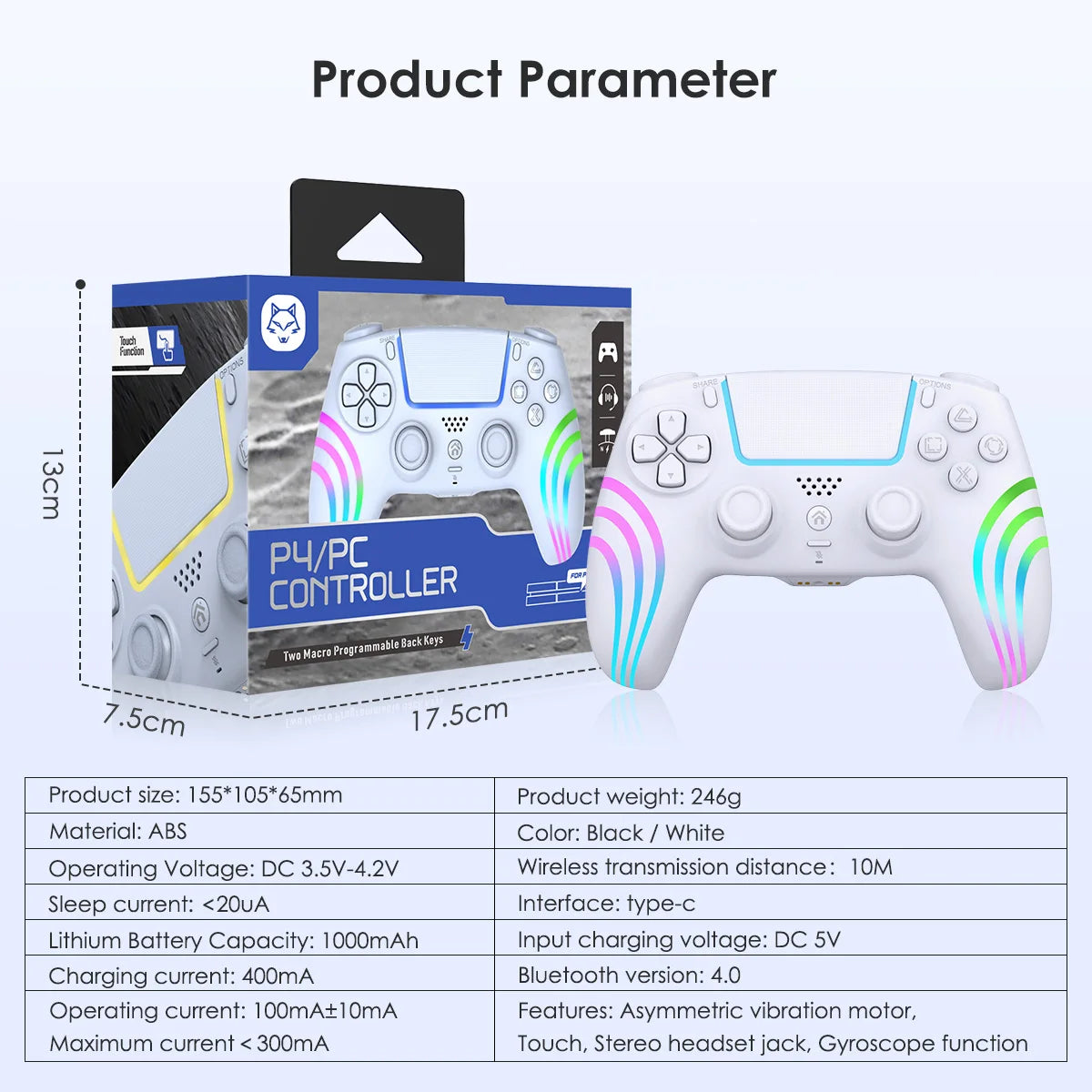 Playstation 5 Controller For Ps5/Ps5 Pro/Ps5 Slim With Hall Joystick Dual Vibration Wireless Bluetooth Gamepad Turbo Programming