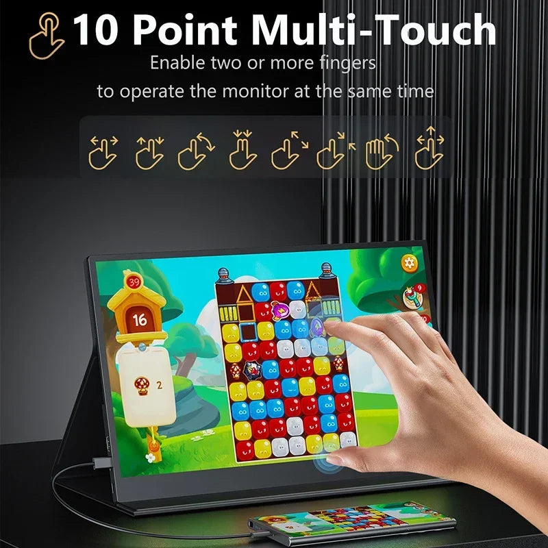 15.6 Inch 4K AMOLED Touch Screen Portable Monitor 3840*2160P 400Nit HDR 100000:1 1MS Gaming Display For PC Laptop Phone PS5 Xbox