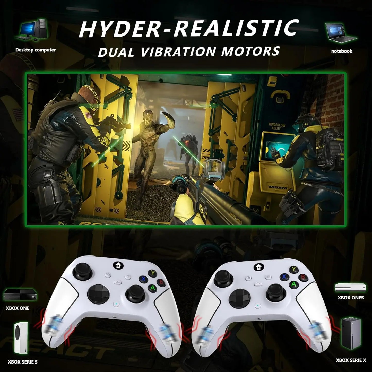 Upgraded 7 Colors RGB Wireless Controller XB023 for XBOX,Steam,Windows with Dual Vibration ,AUTO TURBO Function&Programmable
