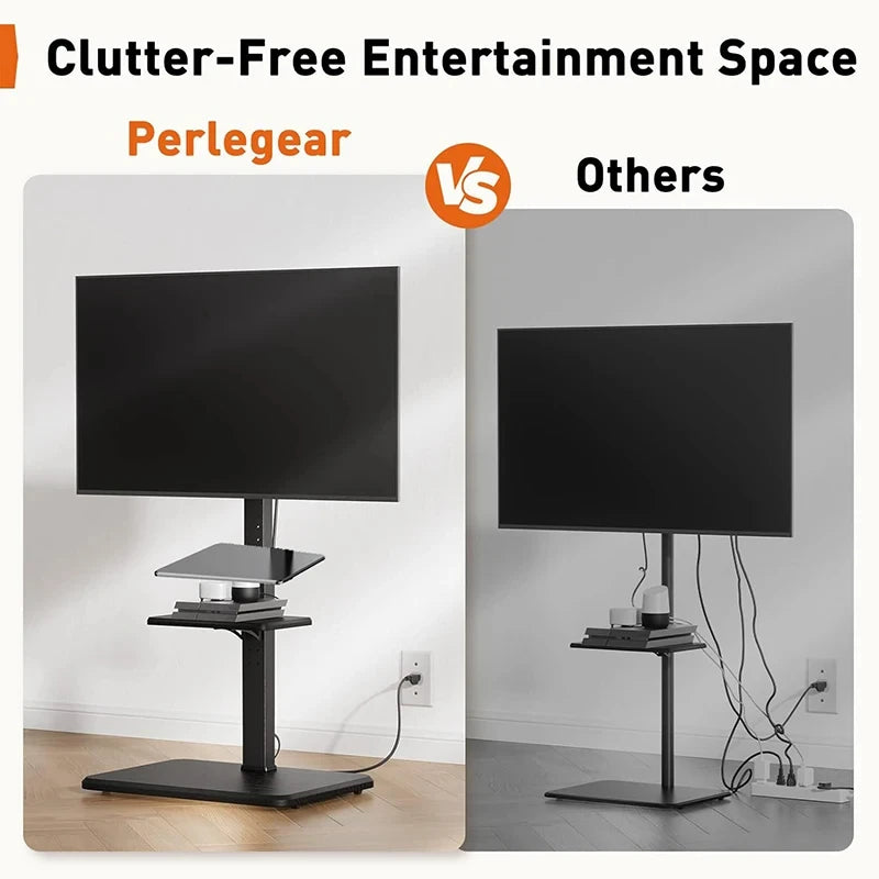 Rolling TV Stand, Mobile TV Cart on Wheels for 32-65 Inch Flat Screen TVs Swivel Height Adjustable Floor TV Stand VESA 600x400mm