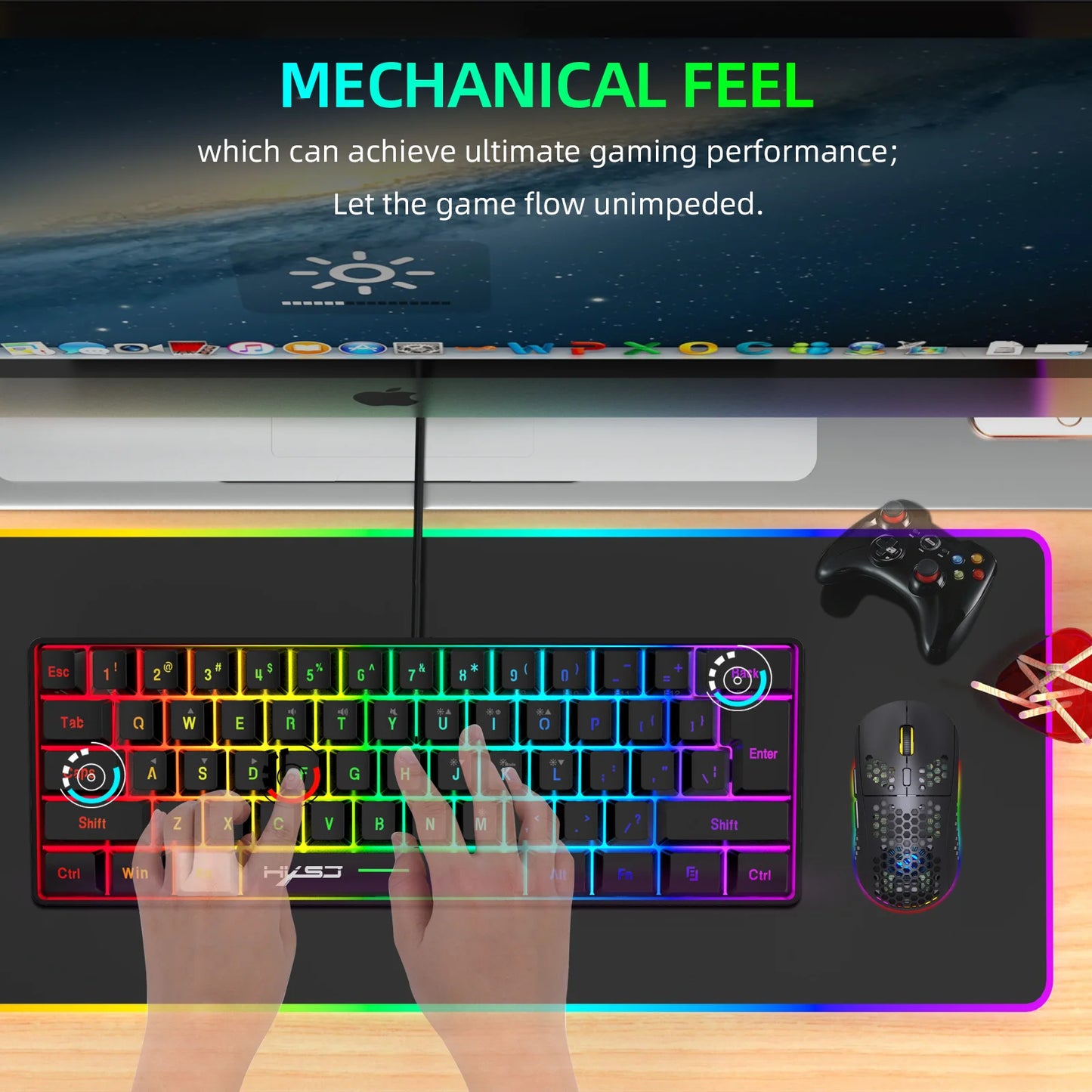 Gaming Keyboard And Mouse Combo,Mini Wired 61 Keyboard RGB Backlit 6400 CPI Mouse, Keyboard And Mouse Gaming For box PC Lapt