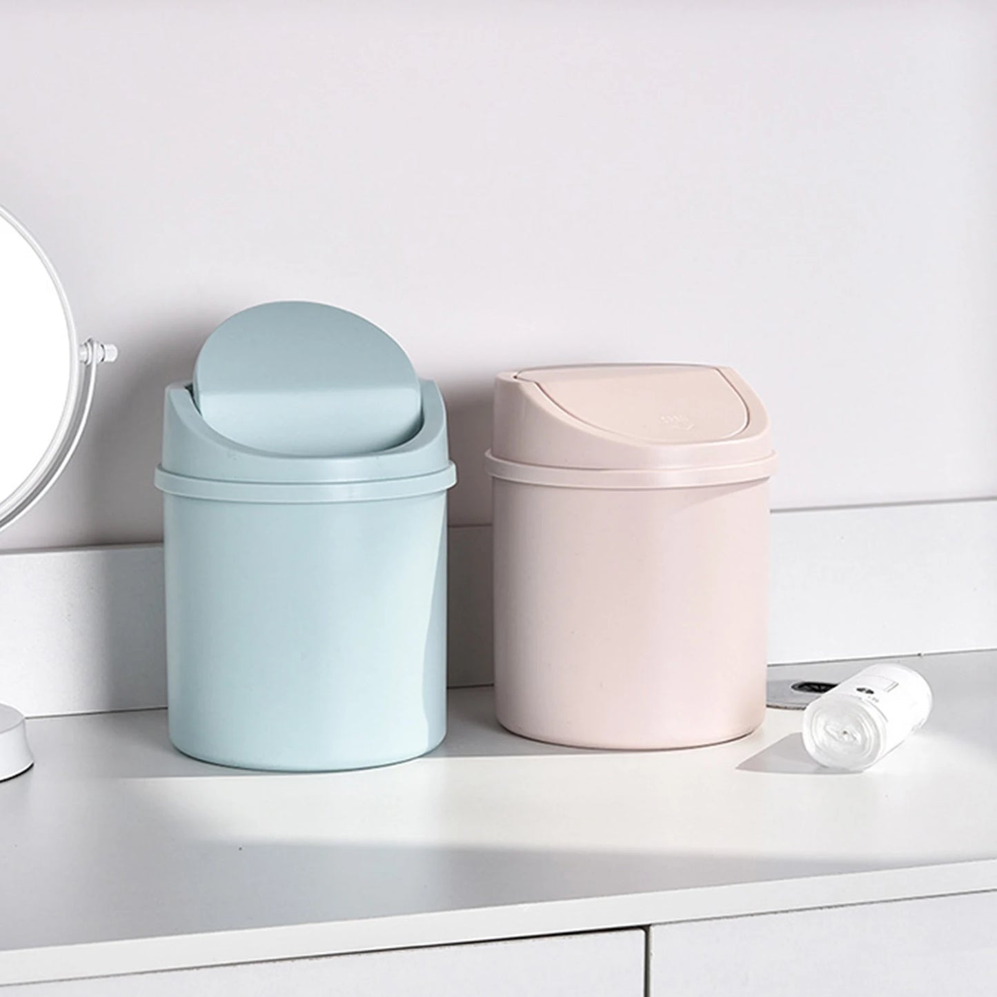 Desk Waste Bin with Lids Desktop Office Organizer Storage Home Garbage Basket Container Table Trash Bin Small Trash Can