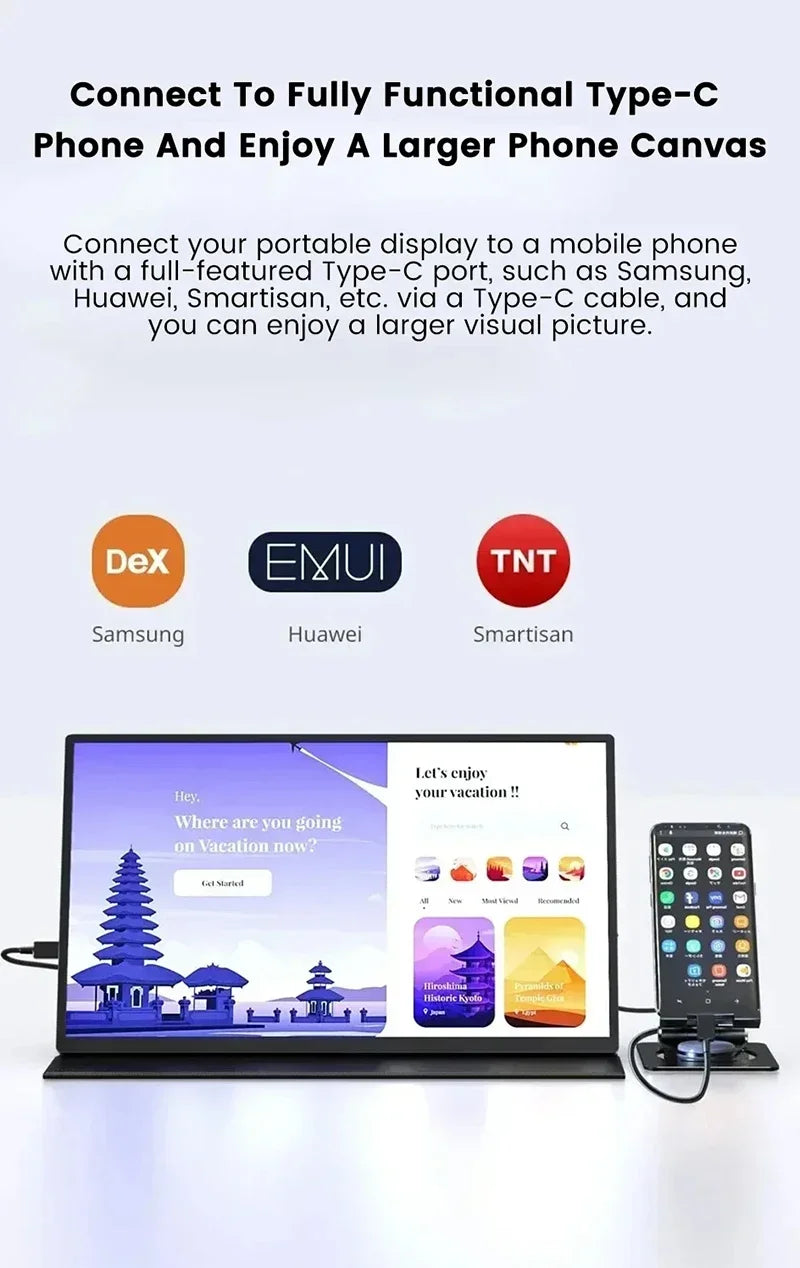 15.6 Inch 4K AMOLED Touch Screen Portable Monitor 3840*2160P 400Nit HDR 100000:1 1MS Gaming Display For PC Laptop Phone PS5 Xbox