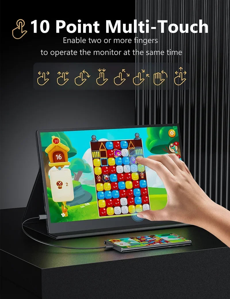15.6 Inch 4K AMOLED Touch Screen Portable Monitor 3840*2160P 400Nit HDR 100000:1 1MS Gaming Display For PC Laptop Phone PS5 Xbox