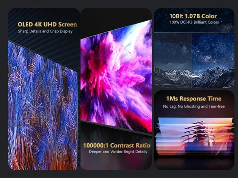 15.6 Inch 4K AMOLED Touch Screen Portable Monitor 3840*2160P 400Nit HDR 100000:1 1MS Gaming Display For PC Laptop Phone PS5 Xbox