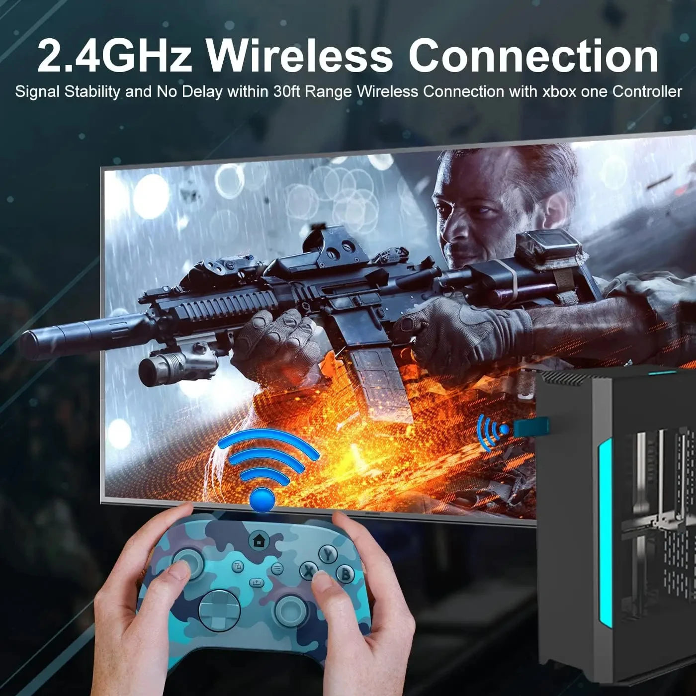 2025 New Wireless Controller Compatible with Xbox One, Xbox Series X/S, Xbox One X/S, PC with 2.4GHz Wireless Adapter Gamepad