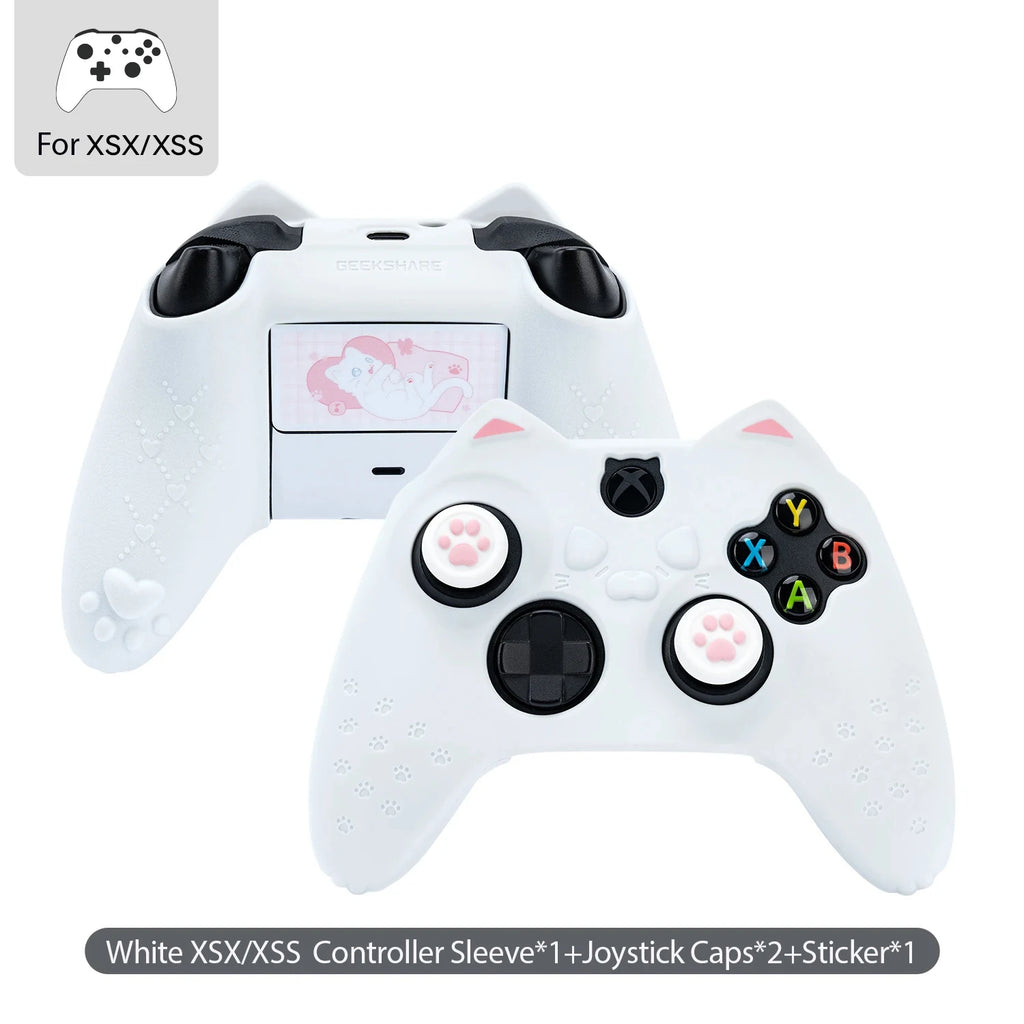 GeekShare Protective Case for Xbox Series X Controller Soft Silicone Cover Skin,Controller Skin+Customized Sticker+2*Thumb Grips