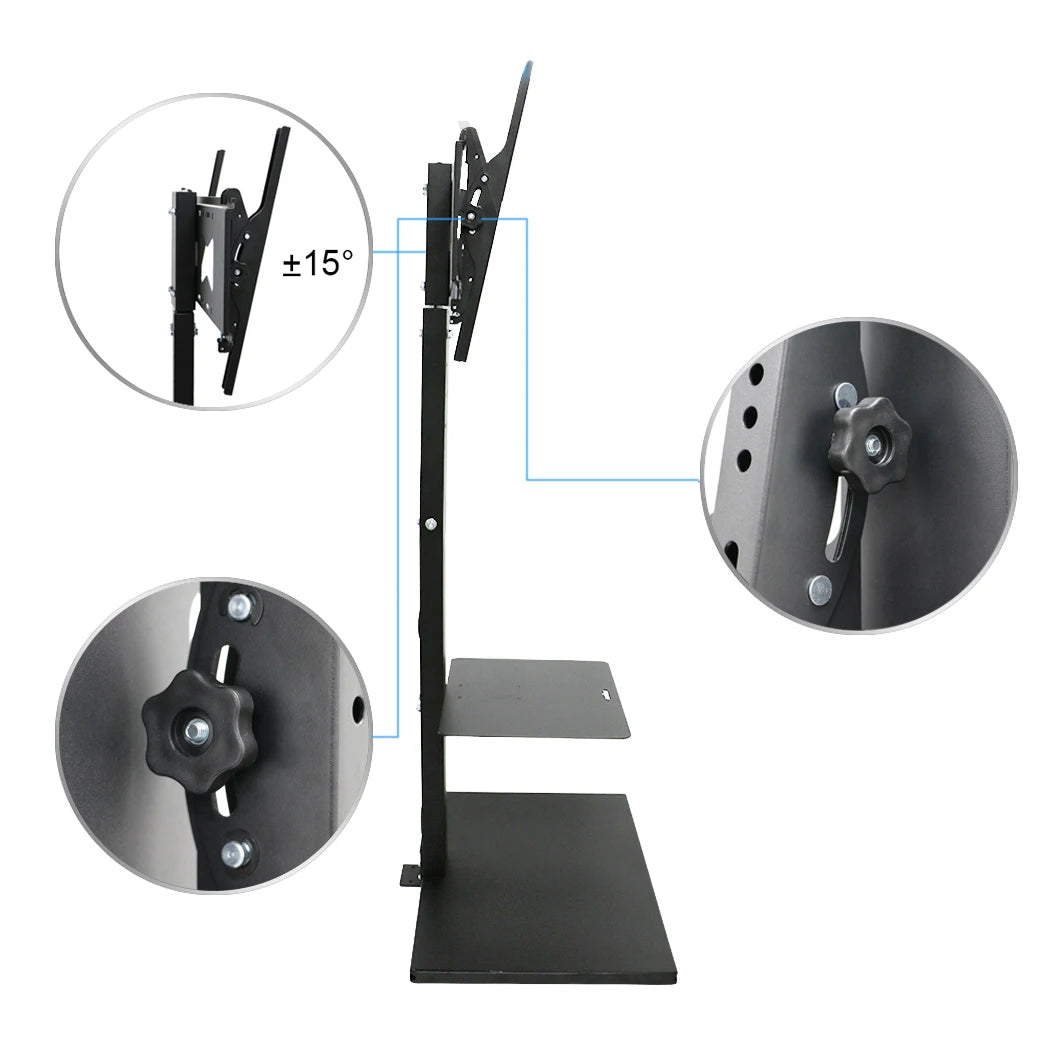 Floor TV Stand Mount Swivel Height Adjustable with Shelf HD Cable for 32- 65 Inch LCD LED Flat Screen TV  up to 66 LBS