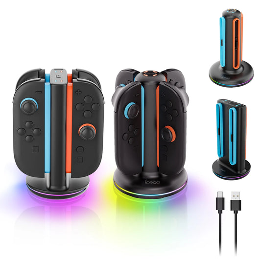 Switch 2 Controller Charger for Joy-pad 2 Charging Dock with 9 Light Modes for Switch 2 Charger Station for N-S 2 with USB Cable