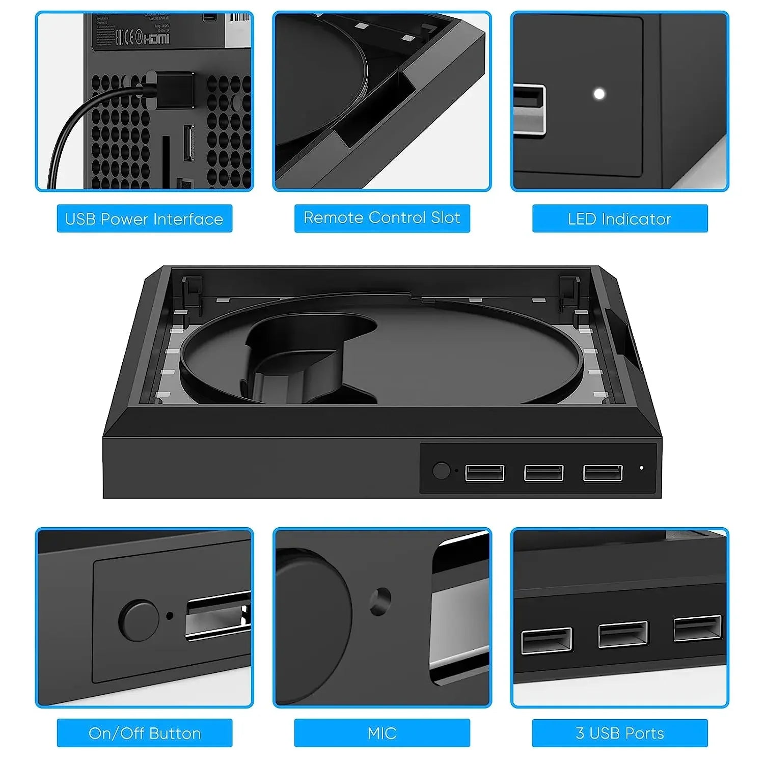 RGB Light Stand Station for Xbox Series X/S Console With 3 Ports USB Hub Colorful LED Base For Xbox Series X/S Game Accessories