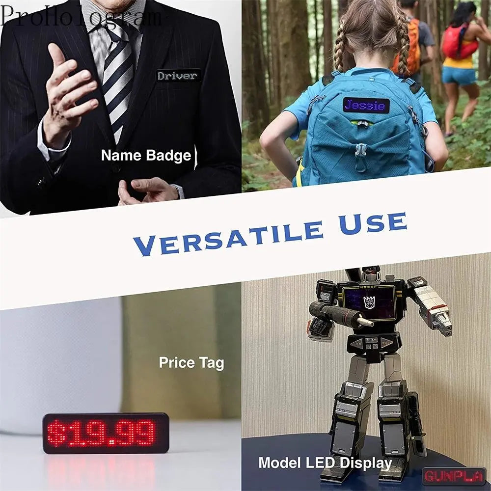 LED Name Badge Multi-color LED Display DIY Programmable Scrolling Message Light Board Mobile Control Text Message Light Board