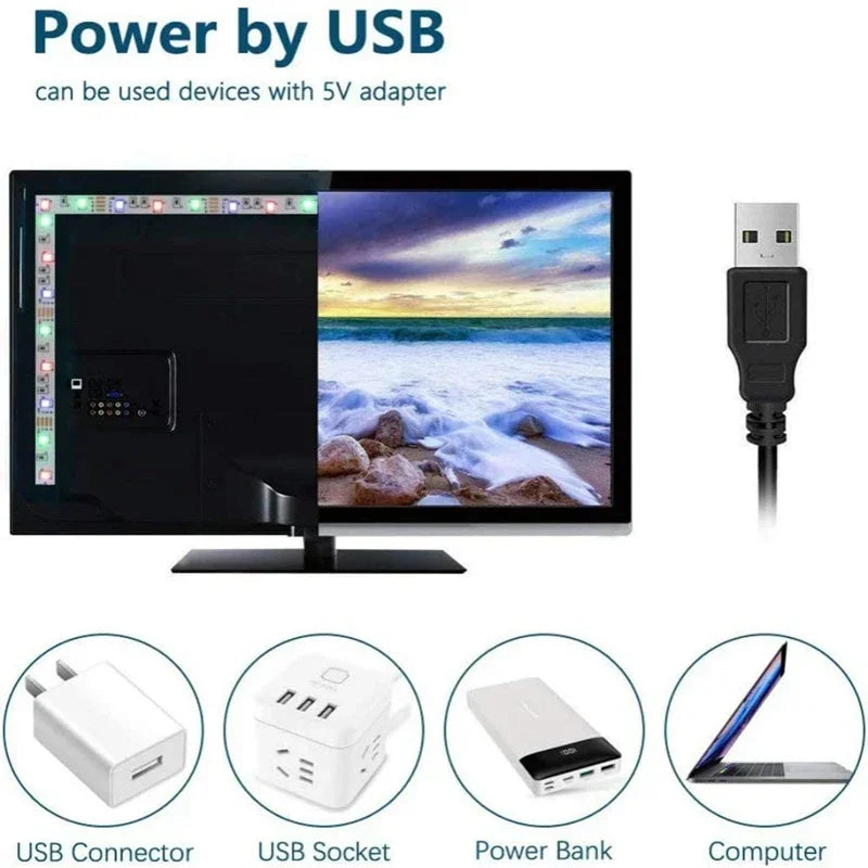 Bluetooth USB LED Strip Light 5050 SMD 5V RGB LED Lights Flexible LED Lamp Tape Ribbon TV Backlight Diode for Home Room Decor