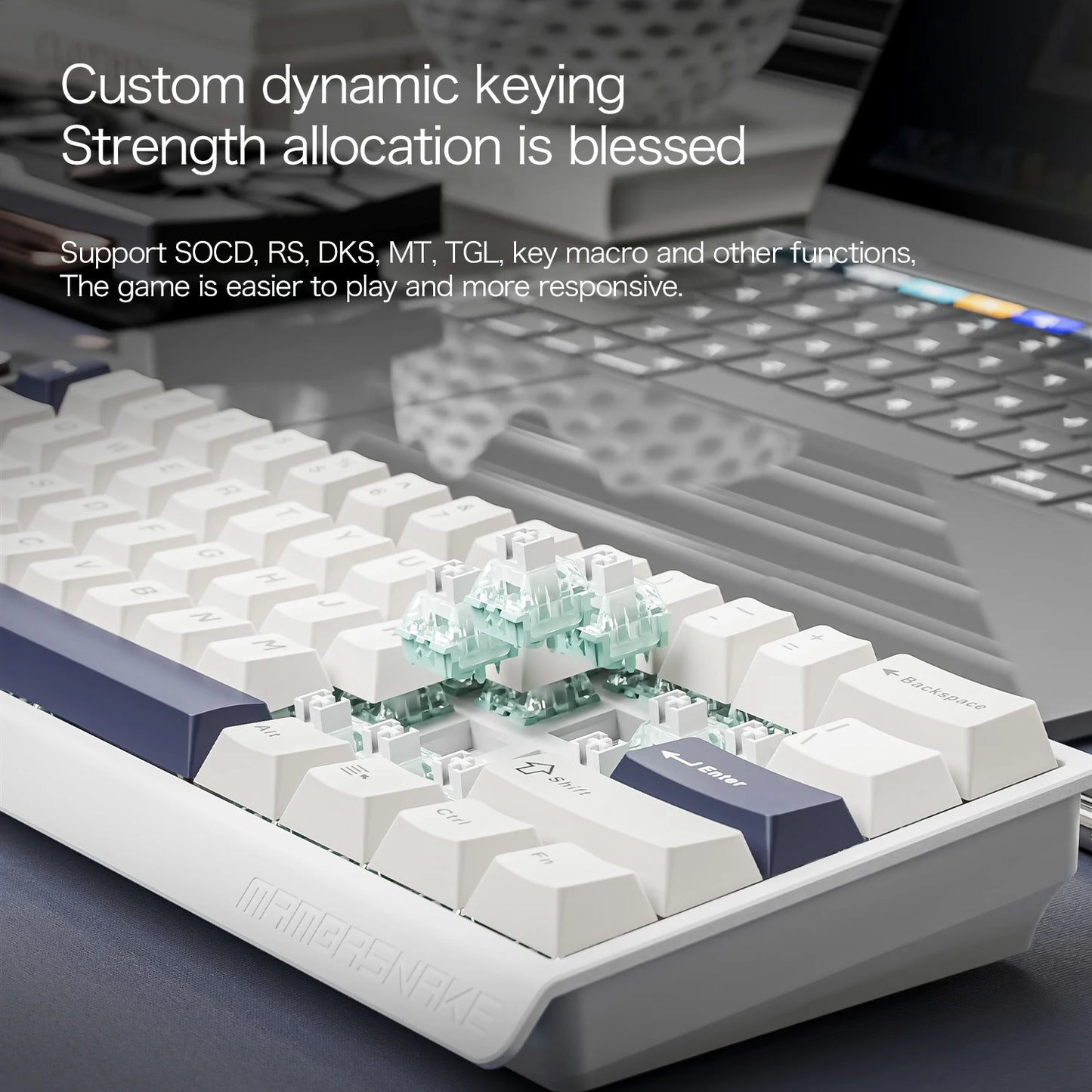 MAMBASNAKE X60HE Rapid Trigger Wireless Gaming Keyboard, 0.01mm RT Accuracy, 8000hz, Magnetic Switch, RGB, Snap Tap, DKS, TGL
