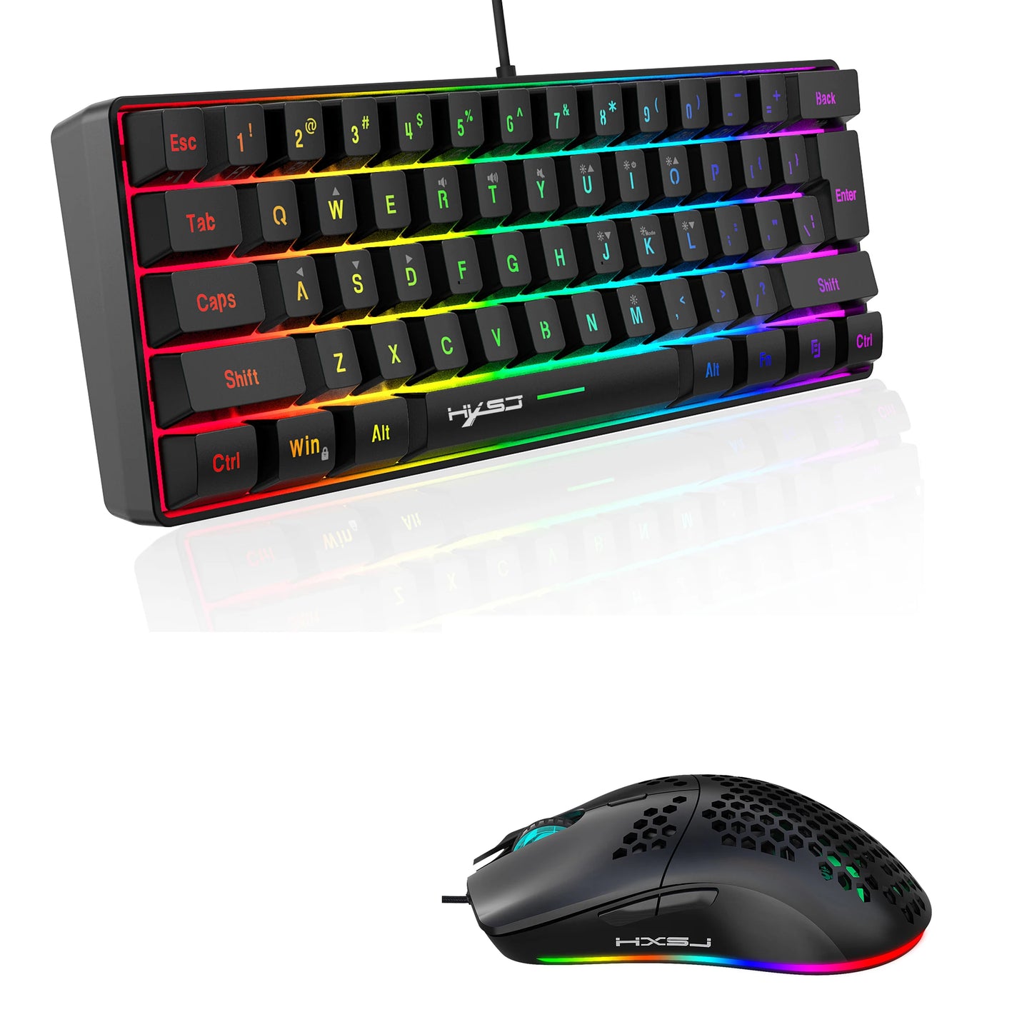 Gaming Keyboard And Mouse Combo,Mini Wired 61 Keyboard RGB Backlit 6400 CPI Mouse, Keyboard And Mouse Gaming For box PC Lapt