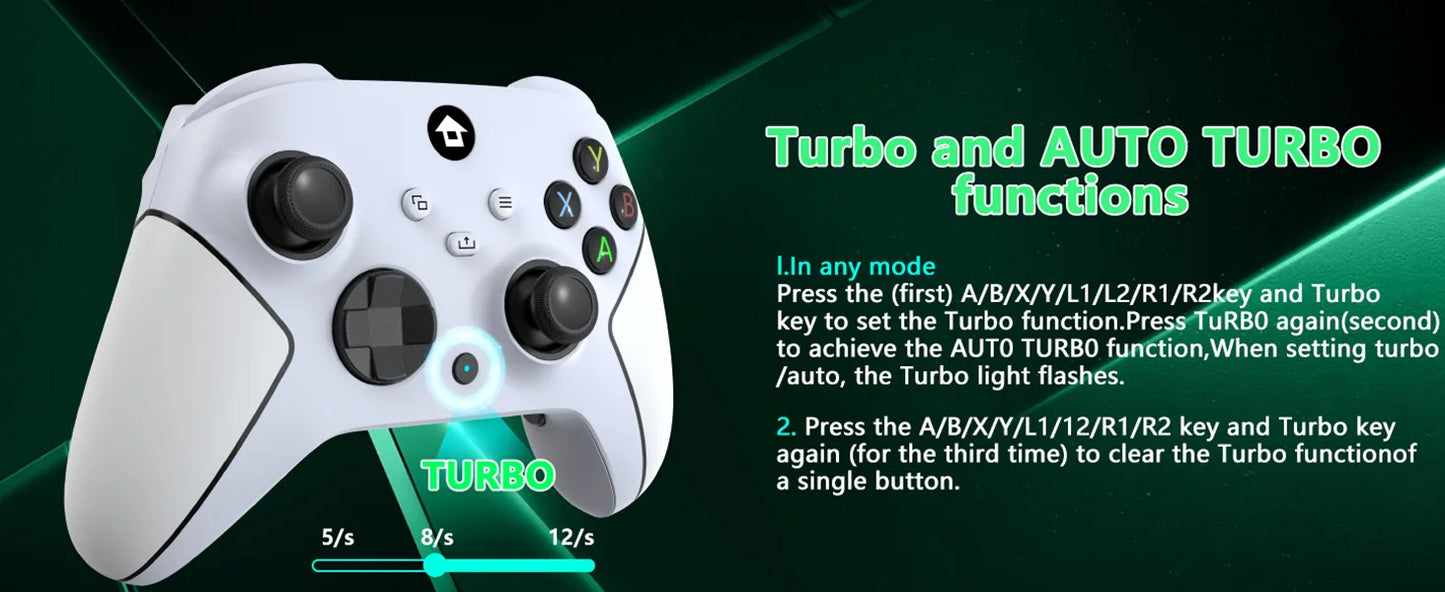 Upgraded 7 Colors RGB Wireless Controller XB023 for XBOX,Steam,Windows with Dual Vibration ,AUTO TURBO Function&Programmable