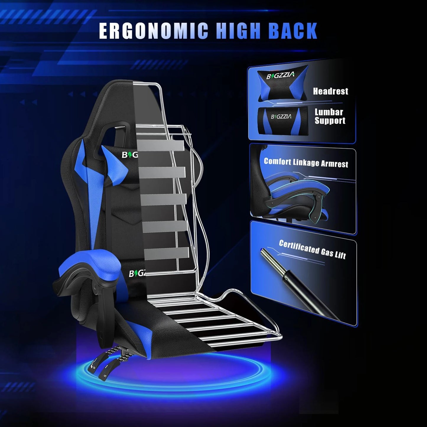 Gaming Chair with LED Gaming Chair Gamer Chairs RGB Light Lighting Computer Chair Height Adjustable Ergonomic Office Chair