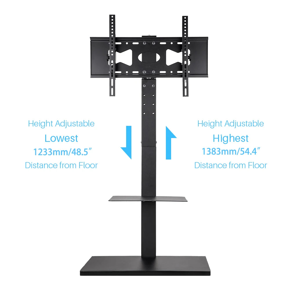 Floor TV Stand Mount Swivel Height Adjustable with Shelf HD Cable for 32- 65 Inch LCD LED Flat Screen TV  up to 66 LBS