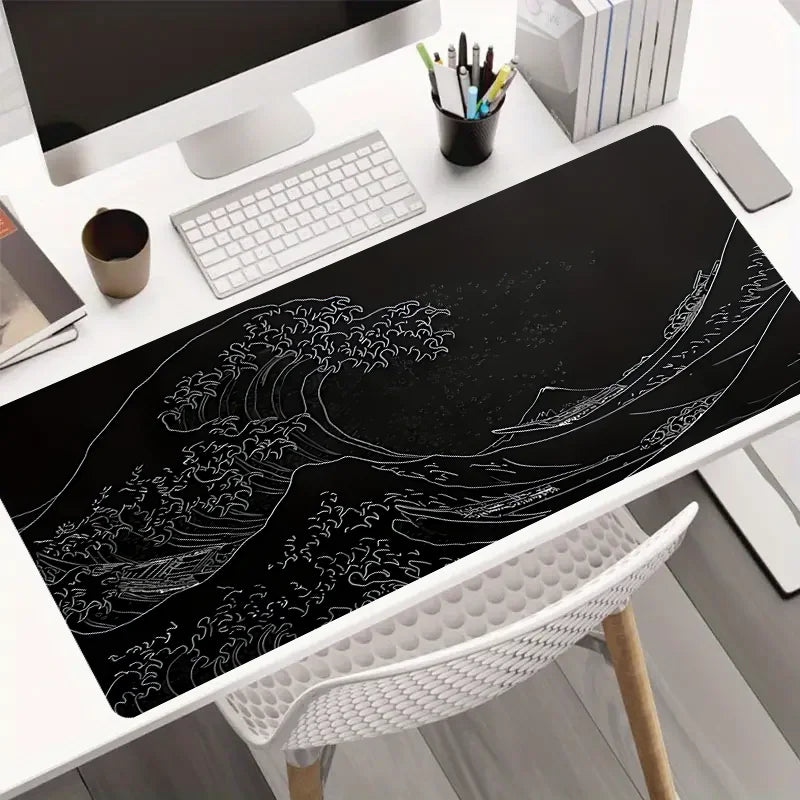 Black Sea Gaming mousepad, 2mm non-slip rubber base, 31.49 x 11.81 inches, extended gaming mousepad, designed for gamers office