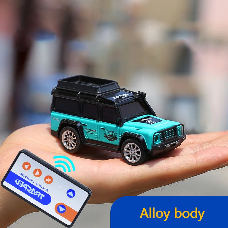 Mini Rc Car Trasped 1:64 Scale Alloy 5-Channel Electric Remote Control Desktop Vehicle With Trailer Premium Small Toy