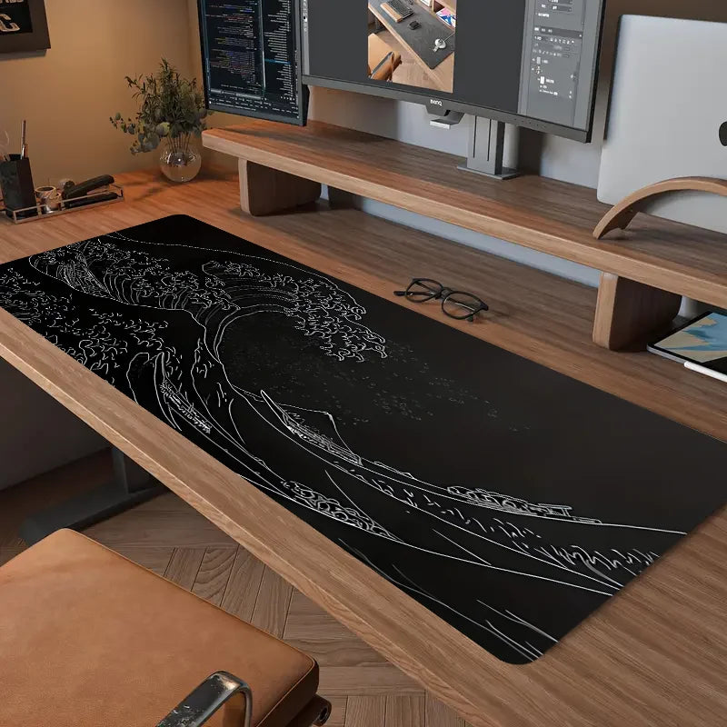 Black Sea Gaming mousepad, 2mm non-slip rubber base, 31.49 x 11.81 inches, extended gaming mousepad, designed for gamers office
