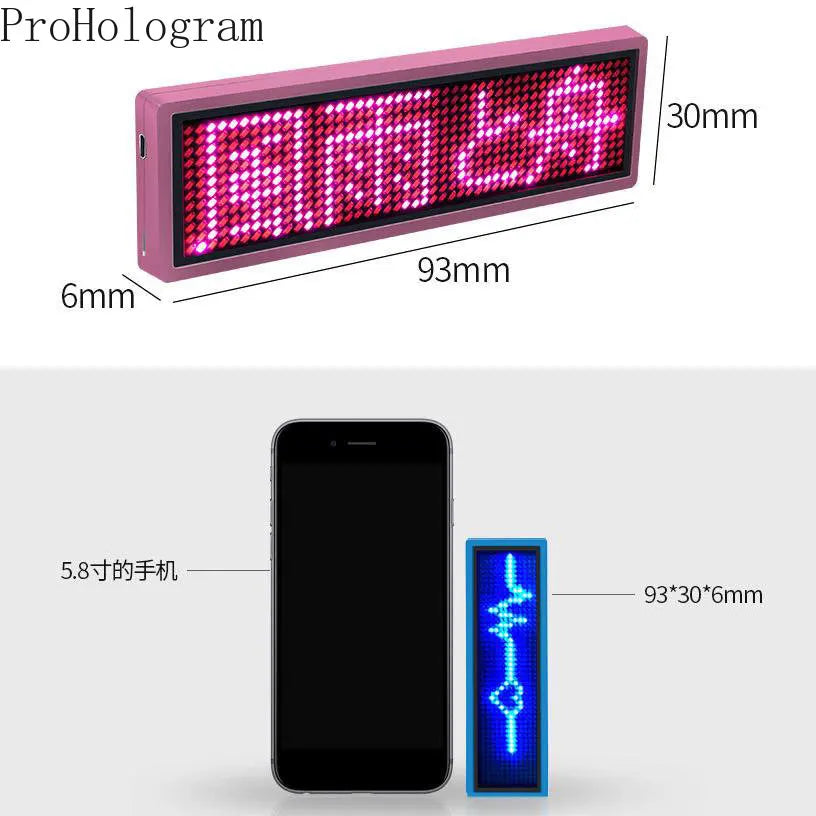 LED Name Badge Multi-color LED Display DIY Programmable Scrolling Message Light Board Mobile Control Text Message Light Board