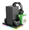 Cooling Fan Stand&Charging Station for Xbox Series X Console&Controller with 15RGB Color Light,Storage with 3-Levels Fan System