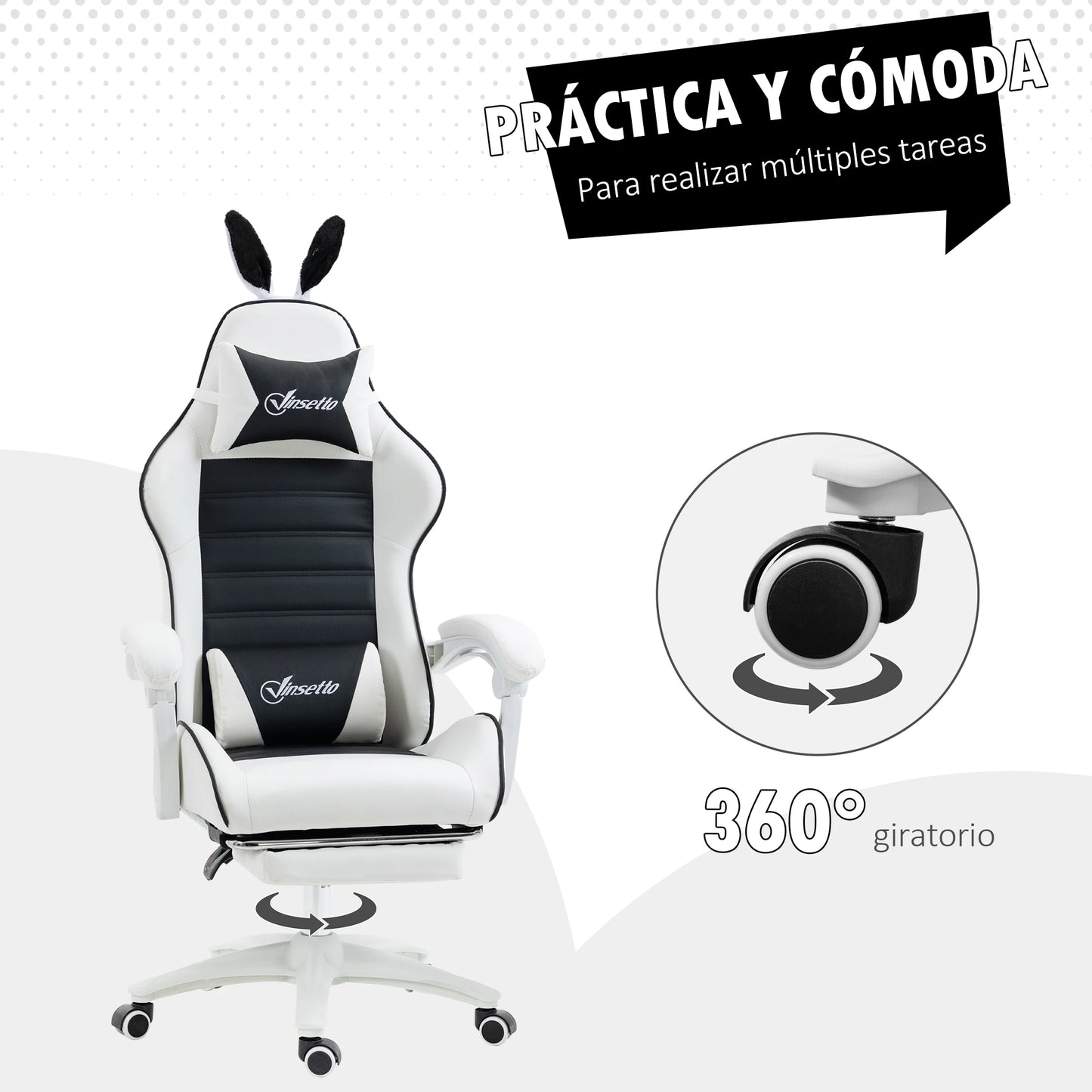 Vinsetto Swivel Pu Leather Gaming Chair with Adjustable Height 65X63X136-142Cm