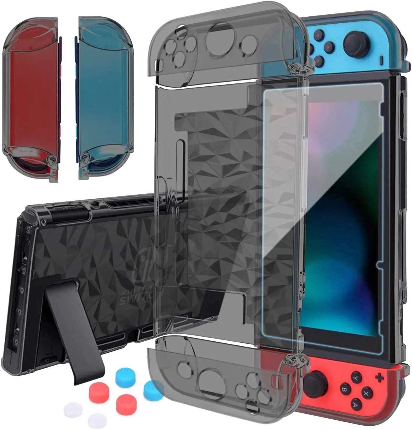 Case Compatible with Nintendo Switch Dockable Clear Protective Case Cover for Nintendo Switch and Joy-Con Controller