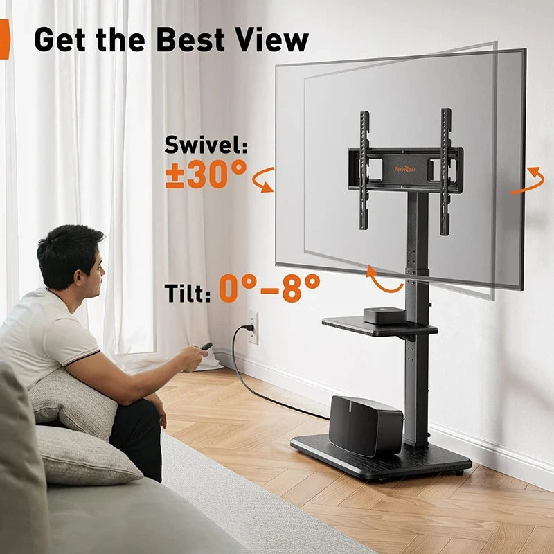 Rolling TV Stand, Mobile TV Cart on Wheels for 32-65 Inch Flat Screen TVs Swivel Height Adjustable Floor TV Stand VESA 600x400mm