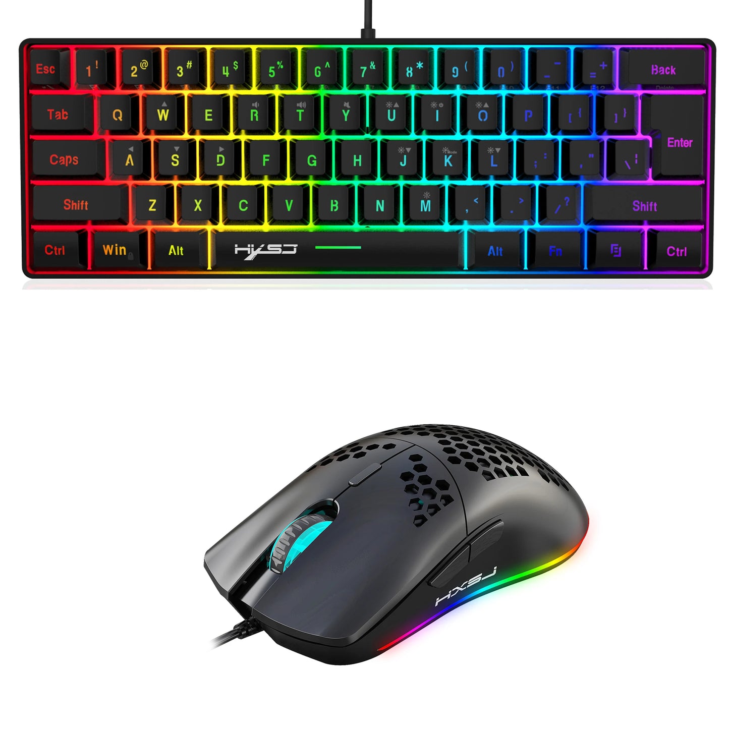 Gaming Keyboard And Mouse Combo,Mini Wired 61 Keyboard RGB Backlit 6400 CPI Mouse, Keyboard And Mouse Gaming For box PC Lapt