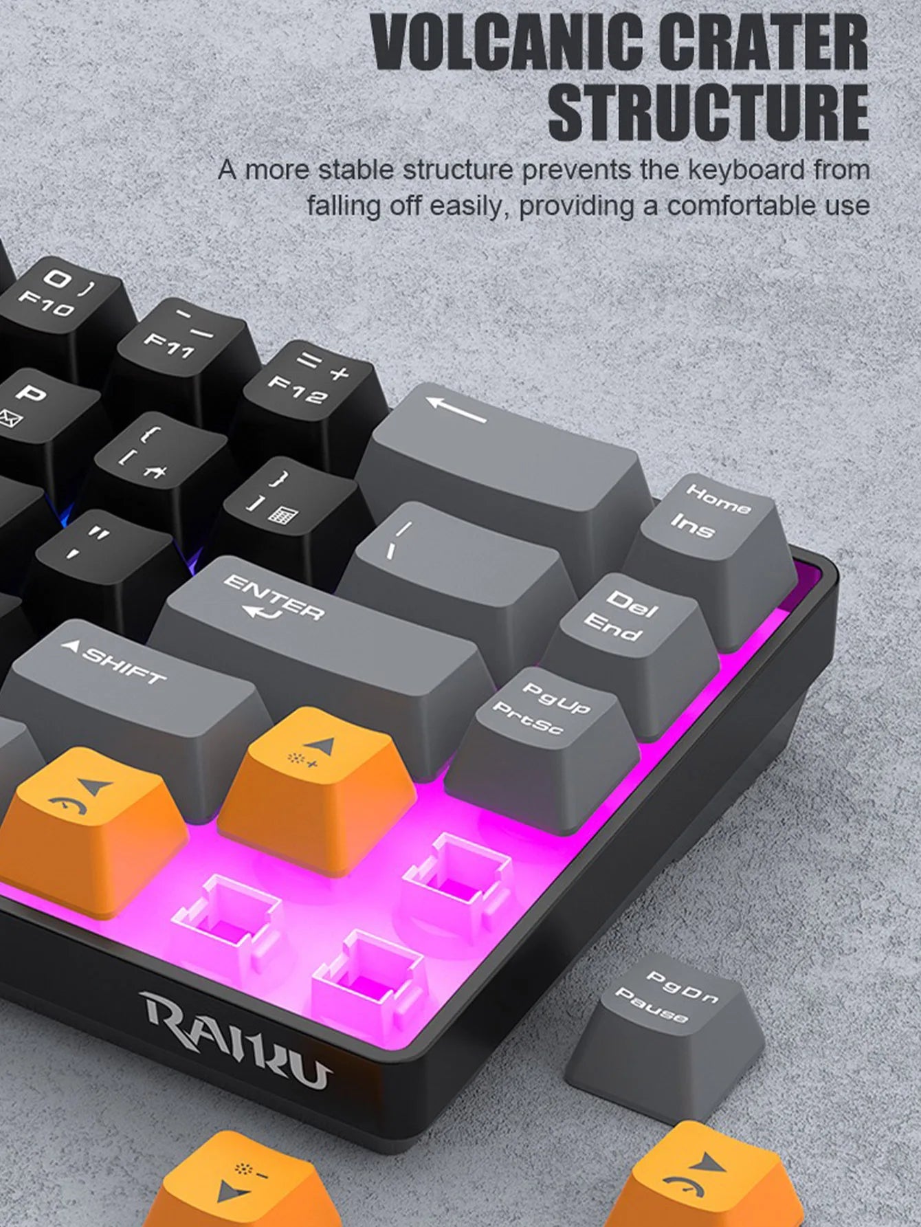 Three-piece wired gaming keyboard, rainbow backlight, multimedia function, mechanical feel, suitable for office and gaming
