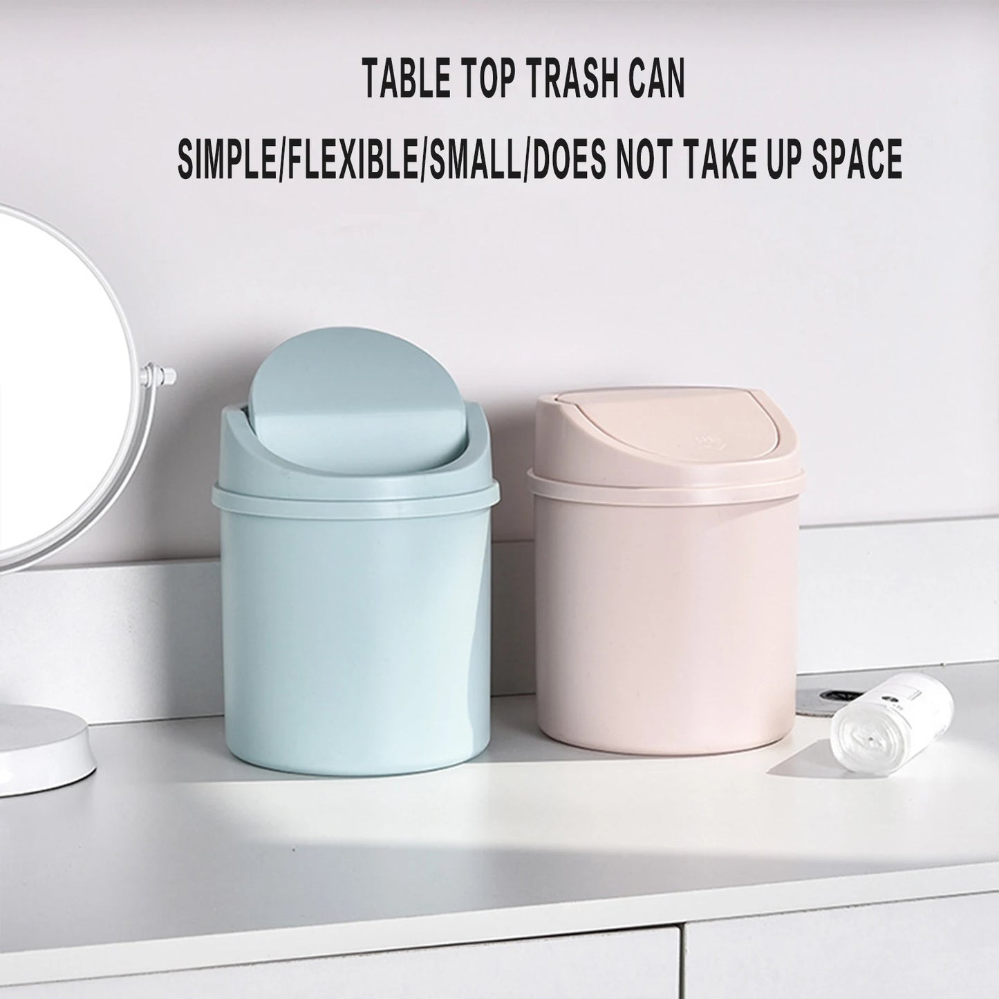 Desk Waste Bin with Lids Desktop Office Organizer Storage Home Garbage Basket Container Table Trash Bin Small Trash Can