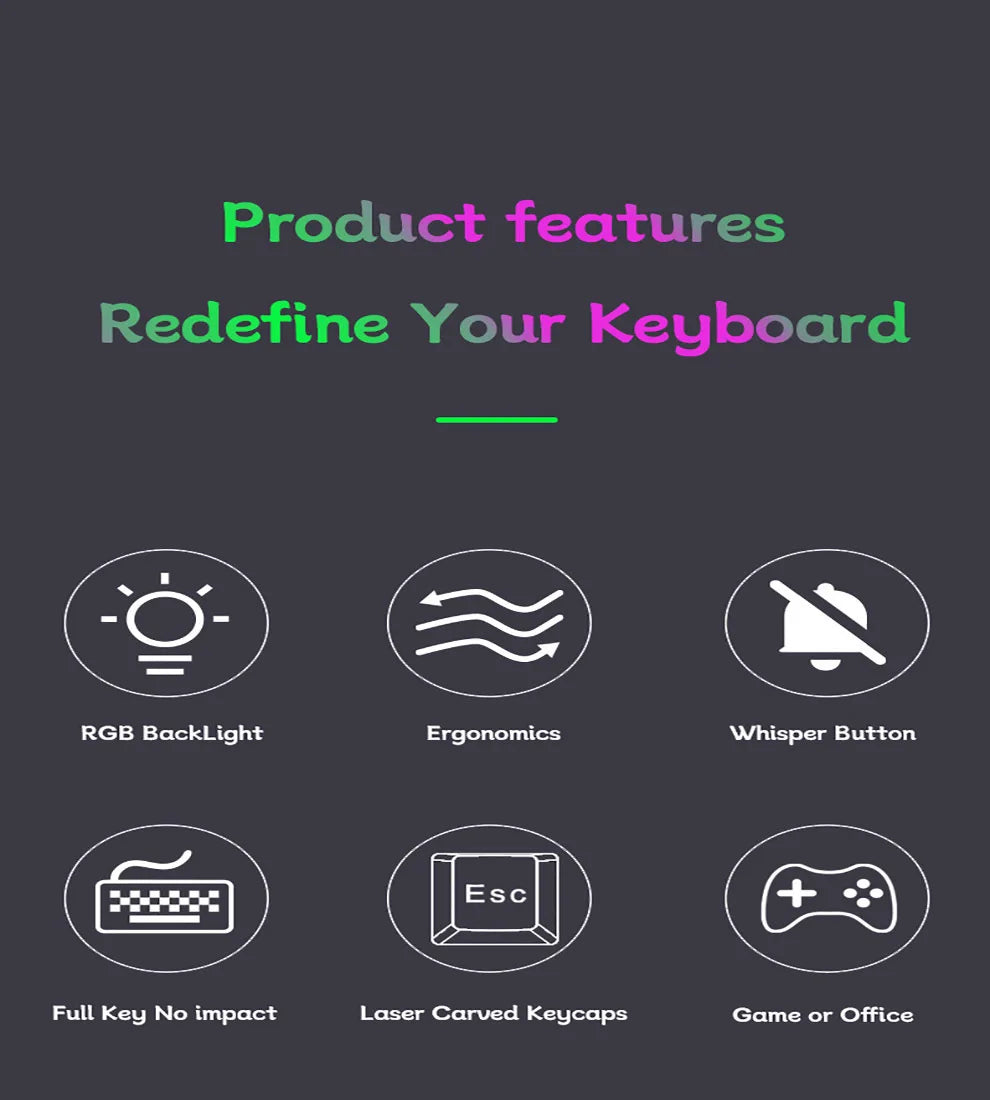 Mechanical Wired Gaming Keyboard and Wrist Rest Rainbow LED Backlit,Ergonomic Full Size Quiet Silent USB Keyboard for Computer