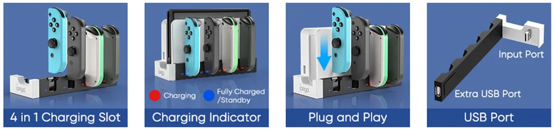 Controller Charger Dock Compatible with Nintendo Switch OLED Joycons Charging Stand Station for Nintendo Switch Accessories