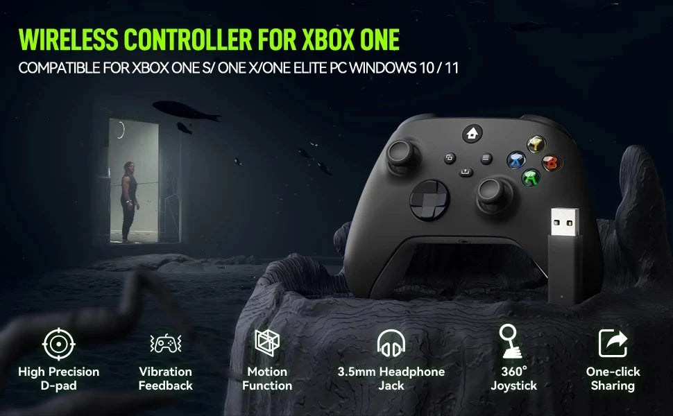 2025 New Wireless Controller Compatible with Xbox One, Xbox Series X/S, Xbox One X/S, PC with 2.4GHz Wireless Adapter Gamepad