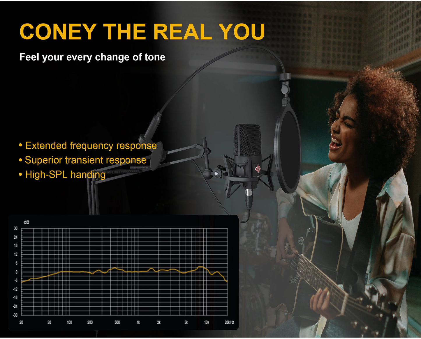 TLM-103 XLR Condenser Microphone, Professional Cardioid Studio Mic for Recording, Podcasting, Voice Over, Streaming, Home Studio