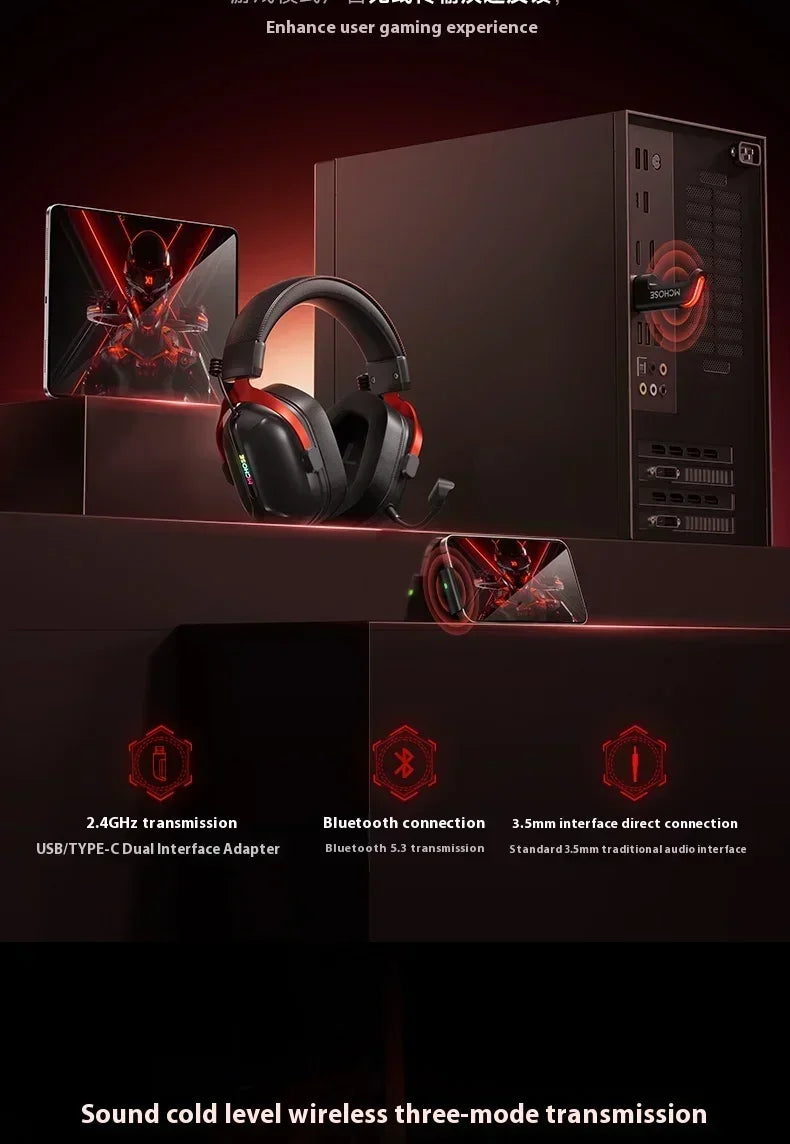 MCHOSE S9 Pro E-sport Gaming Headphone 3-mode Wireless Aluminum Alloy AI Noise Reduction Gaming Headset Gaming Accessory Custom