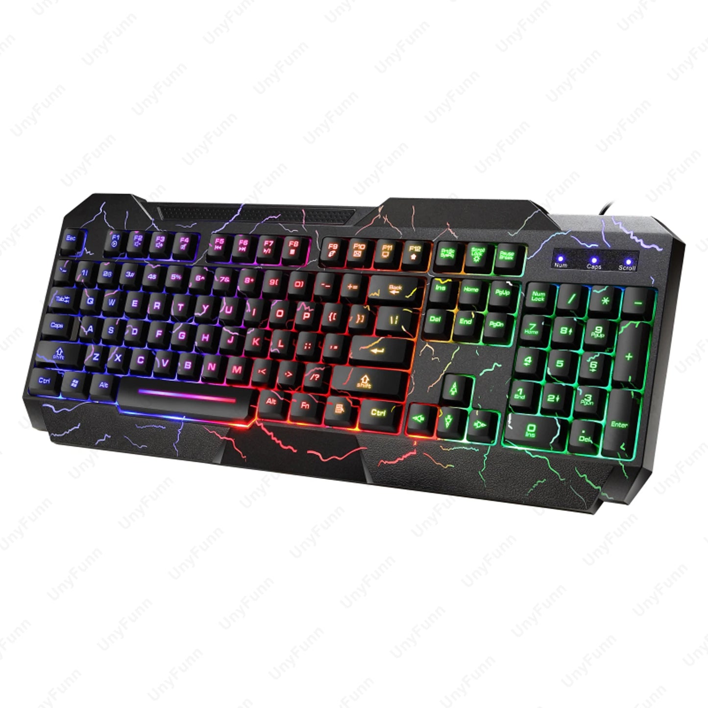 Ergonomic Gaming Keyboard& Mouse Set with Crack Rainbow Glow Backlight Gaming Peripheral Membranes Feel Luminous Keyboard Mouse