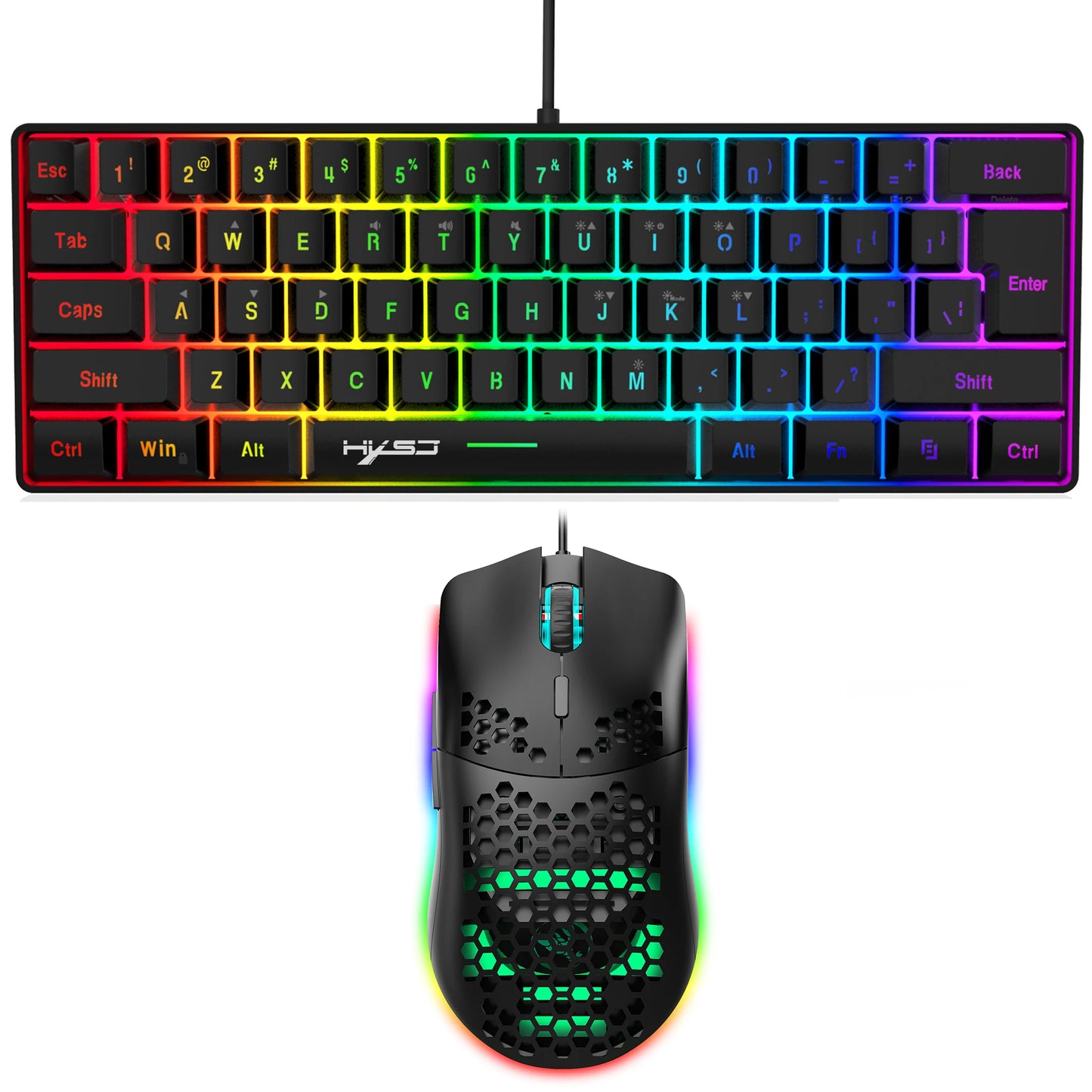 Gaming Keyboard And Mouse Combo,Mini Wired 61 Keyboard RGB Backlit 6400 CPI Mouse, Keyboard And Mouse Gaming For box PC Lapt