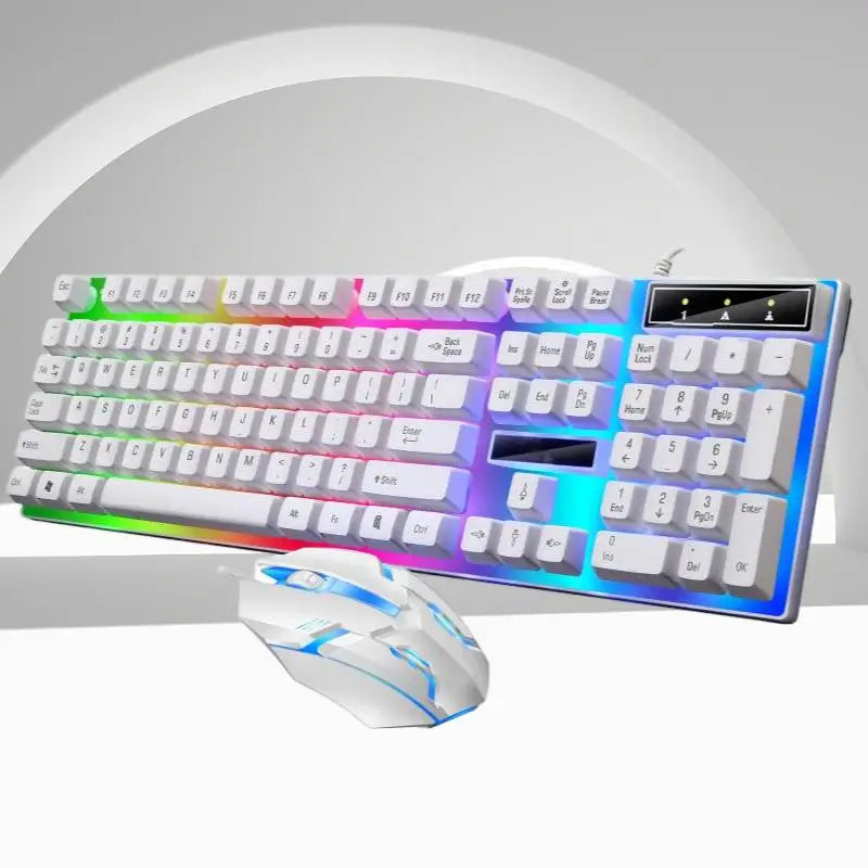 USB Wired Gaming Keyboard and Mouse Set, RGB Backlit Mechanical Keyboard with Blue Switch,Ergonomic Mouse for PC/Lapto