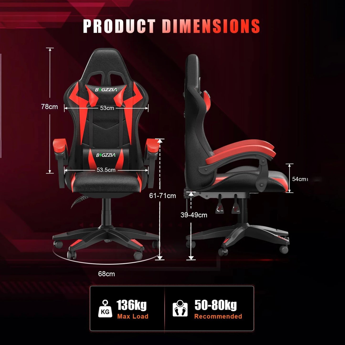 Gaming Chair with LED Gaming Chair Gamer Chairs RGB Light Lighting Computer Chair Height Adjustable Ergonomic Office Chair