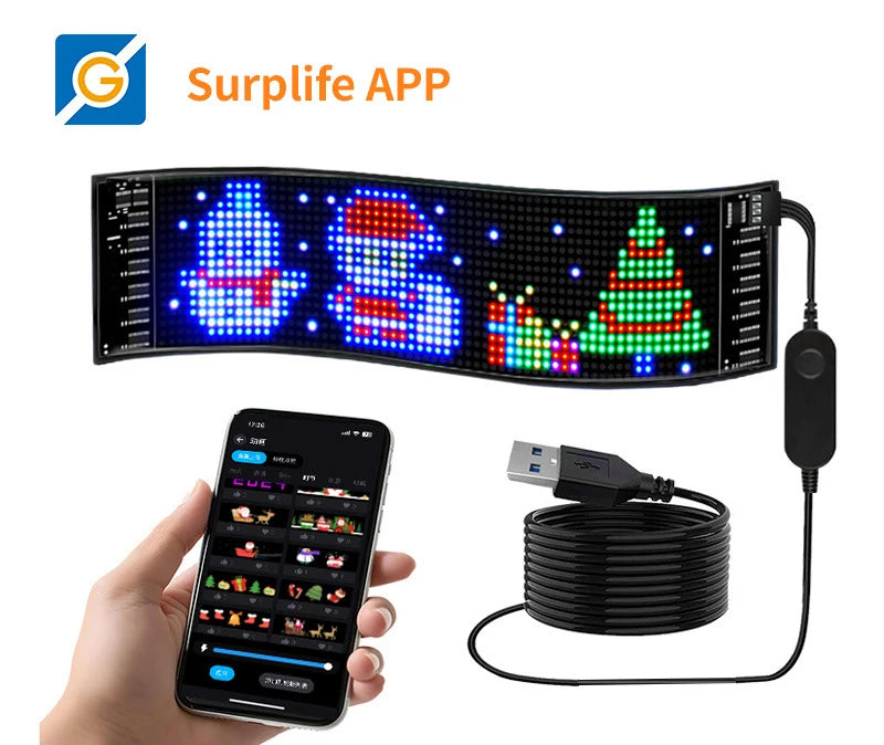 LED AD Display Pixel Devil Eye Message Panel Screen Scrolling Sign Board Ultra thin Soft Flexible Advertising Light Car Display