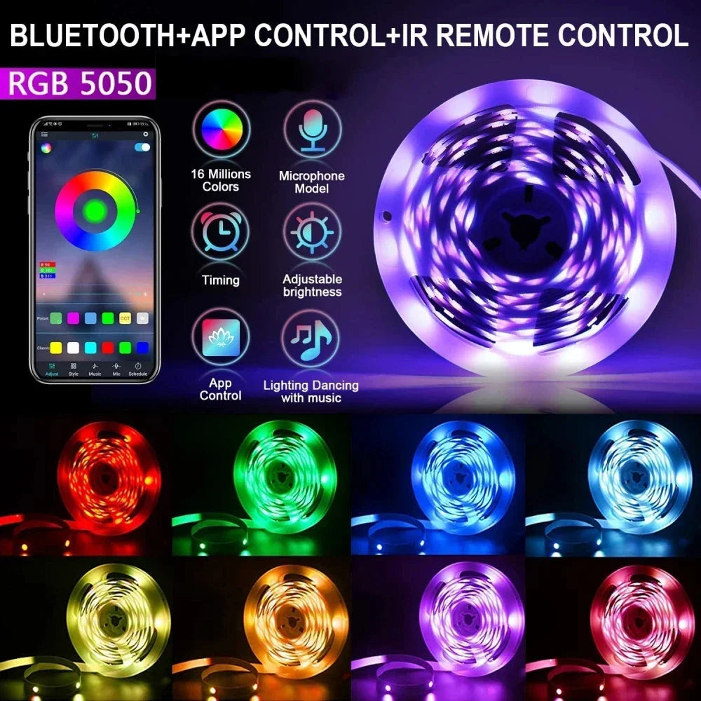 Bluetooth USB LED Strip Light 5050 SMD 5V RGB LED Lights Flexible LED Lamp Tape Ribbon TV Backlight Diode for Home Room Decor