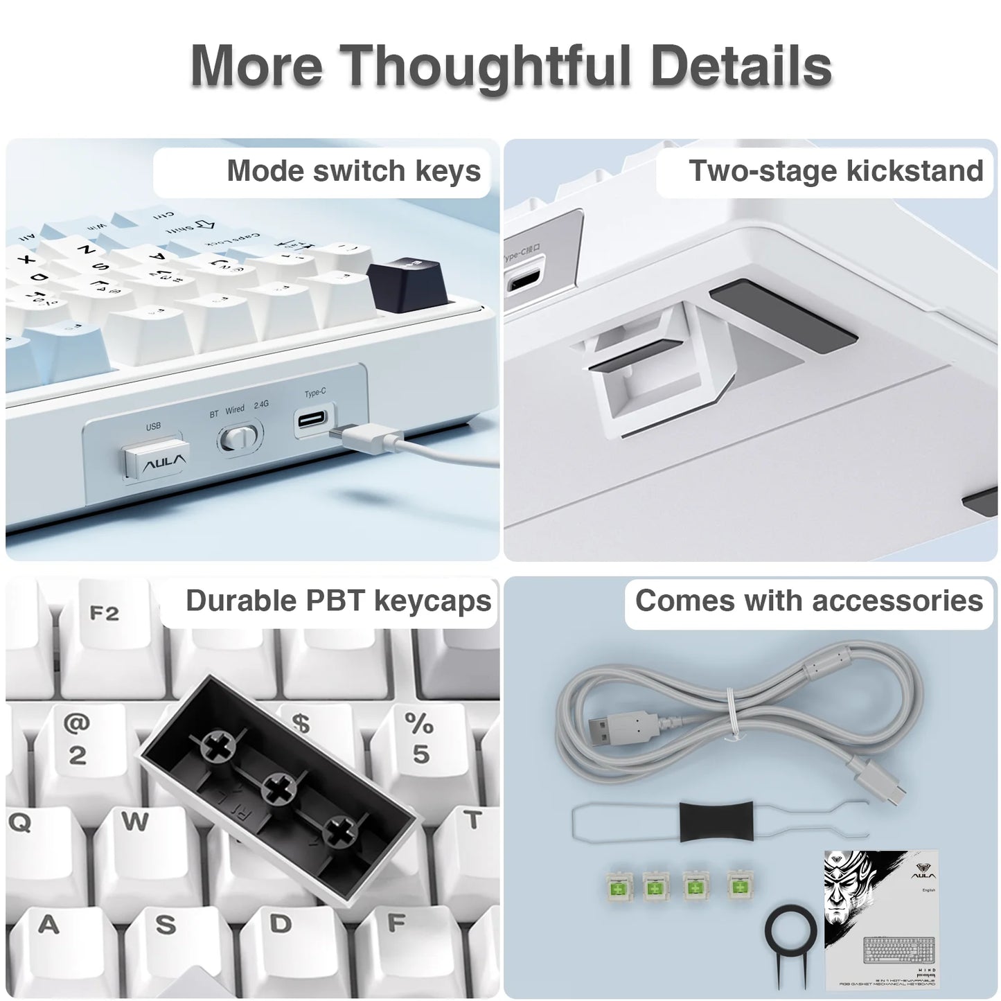 AULA F99 Machanical Keyboard Bluetooth 5.0/2.4G Wireless/Wired Gasket-mounted Gaming Keyboard 99 Keys Customizable Keyboards